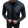 Autumn Jacket, Casual Top, Twill, Lapel Long Sleeved Top, Single Breasted, Men's, Solid Color Slim Fit Jacket