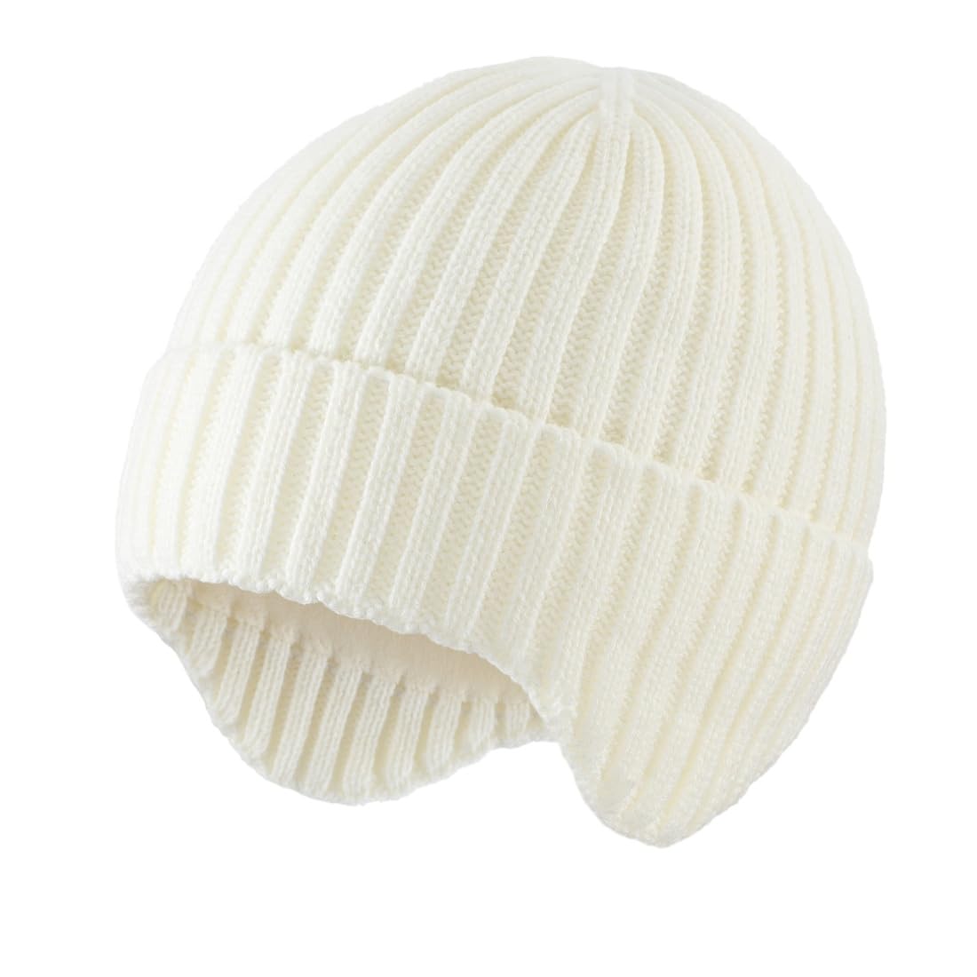 

Connectyle Зимняя вязаная шапка с толстой флисовой подкладкой, теплая вязаная шапка, размер M, детские наушники, на подкладке, для малышей, бини, бежевая, бежевый