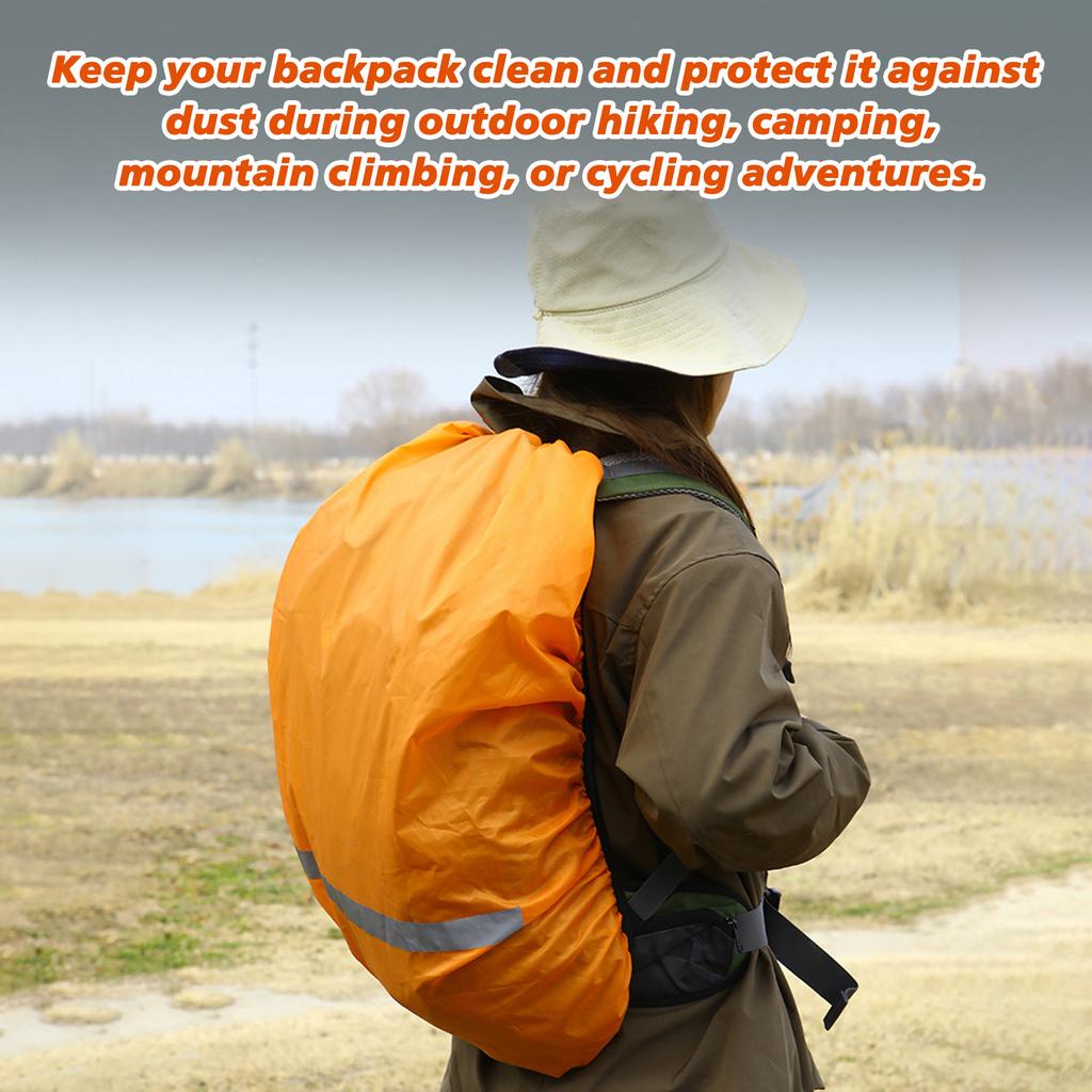 Water-proof Backpack Cover Rainproof Backpack Rain Cover with Reflective Strip for Hiking Camping Orange XL