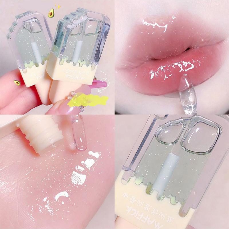 Women Clear Lip Gloss Moisturizing Lip Balm  Jelly Lip Oil Non Sticky Plumping Red Lipstick Gloss Cosmetic Lip Care Tool