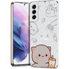 Cute Cartoon Cat Couple Phone Case For Samsung Galaxy S24 Ultra S23 FE S22 S20 S21 5G S10 S9 Plus S10E S8 Soft Clear Cover