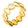Glänzende Kristall High-End Anlaufgeschützte Mode Geometrische Offene Vergoldete Edelstahlringe für Damen Ehering Schmuck Geschenke