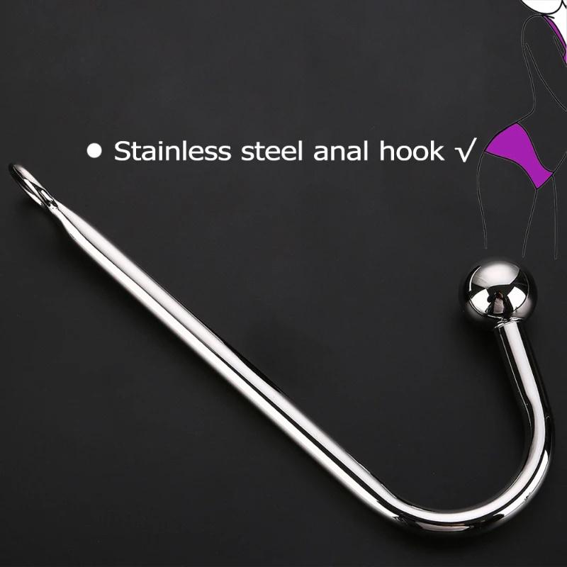 30mm Metal Ball Sexy Hook Butt Plug Anal Beads Women Vaginal Men Anus Dilator Bondage Erotic Products Sex Toys BDSM for Adults Games