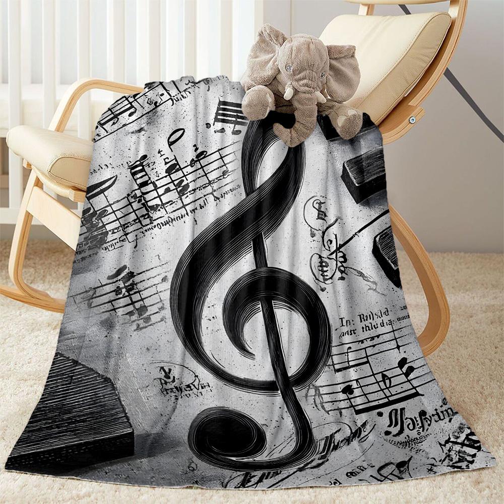 Music Notes Harmony Flannel Blanket-Soft and Suitable for Sofas,Beds,Offices,Travel,All Seasons,Great Gift for Holidays and Birthdays.