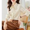 Retro Twill Furry Shirt Women Spring Autumn Casual Pointed Collar Gold Button Shirt Top