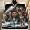 Supernatural TV Series Graphic Blanket featuring Dean Winchester, Sam Winchester, and Castiel - Cozy Soft Fleece Throw Blanket w