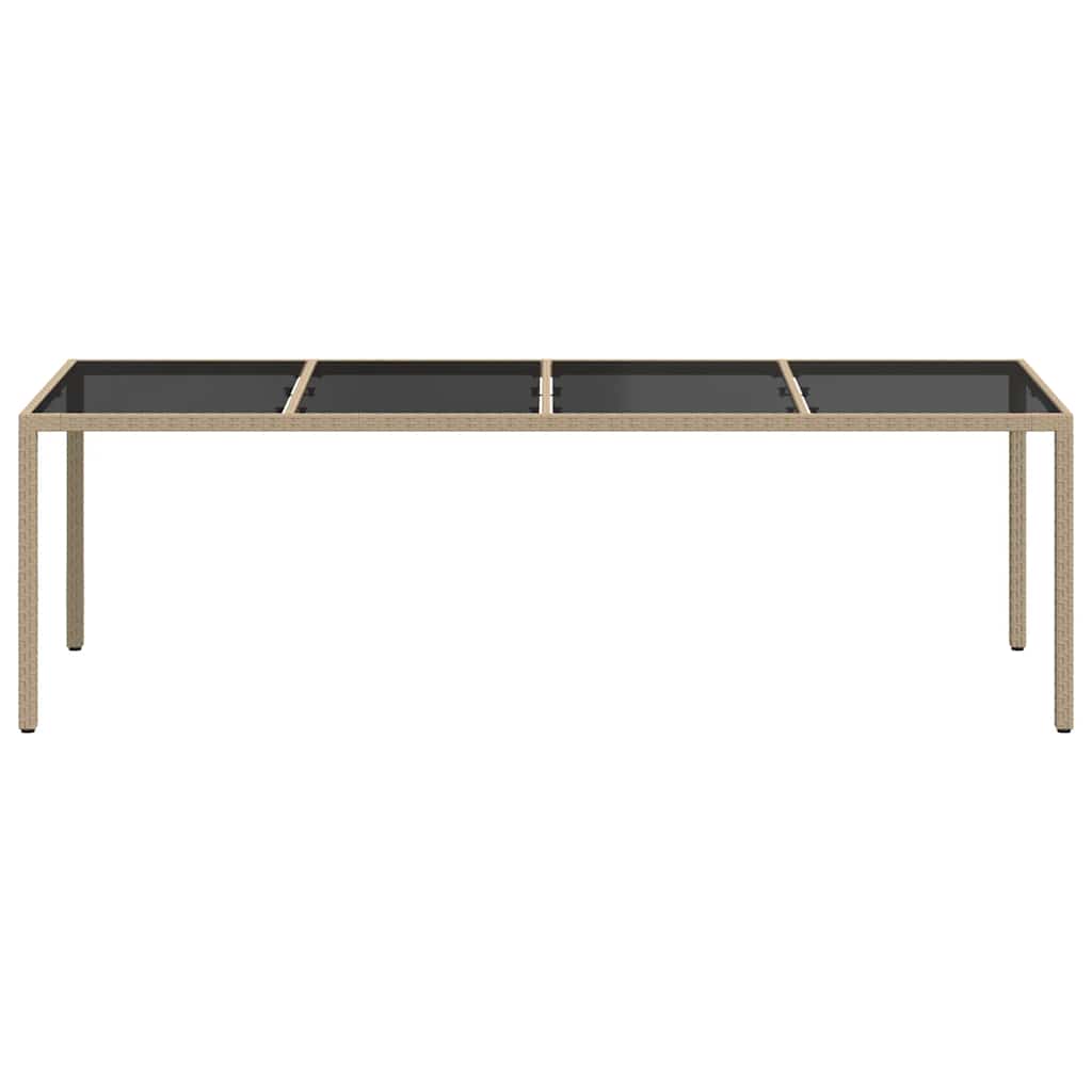 vidaXL Gartentisch Beige 250x100x75 cm Hartglas und Poly Rattan