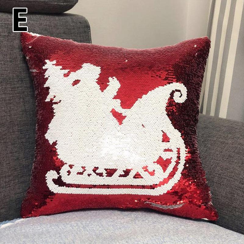 Elk Snowflake Red Xmas Pillow Cover for Living Room Glitter Sequins Cushion Cover Christmas Decoration Sofa Throw Pillow Case