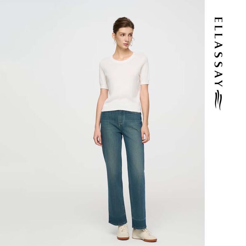 ELLASSAY Women's Mulberry Silk Round Neck Knit Top