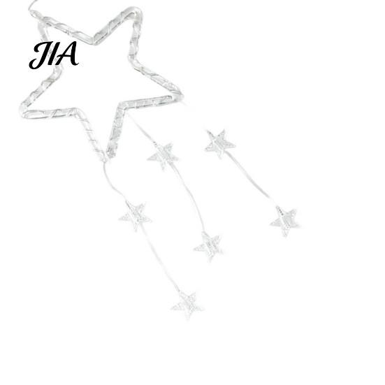 New Year Festive Atmosphere Light LED Christmas Window Star Decoration, Battery Operated Hanging Warm Indoor Outdoor Decorations Lighted Shaped