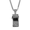 Vintage Styles Titaniums Steel Whistle Necklace Glitter Crystals Rhinestones Pendant Loud Crisp Sound Training Jewelry