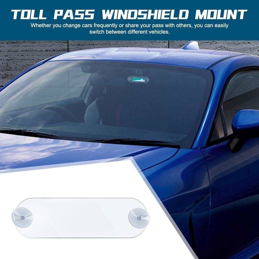 2PCS EZ Pass Holder, EZ Pass Strips With Adhesive And Strong Suction Cups, Toll Pass Windshield Mount Easy To Tall And Remove, Toll Pass Holder