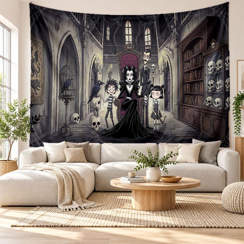 Die Addams Family Wandteppich Heimdekoration Hängendes Stoffkunst Hintergrundteppich für Schlafzimmer