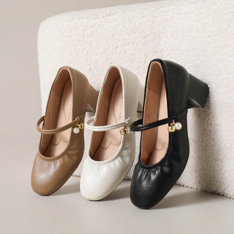 2025 Square Toe Shallow Woman Shoes Slip On Pleated Med Heels Shoes for Womens Elegant Pumps Autumn Ladies Shoes
