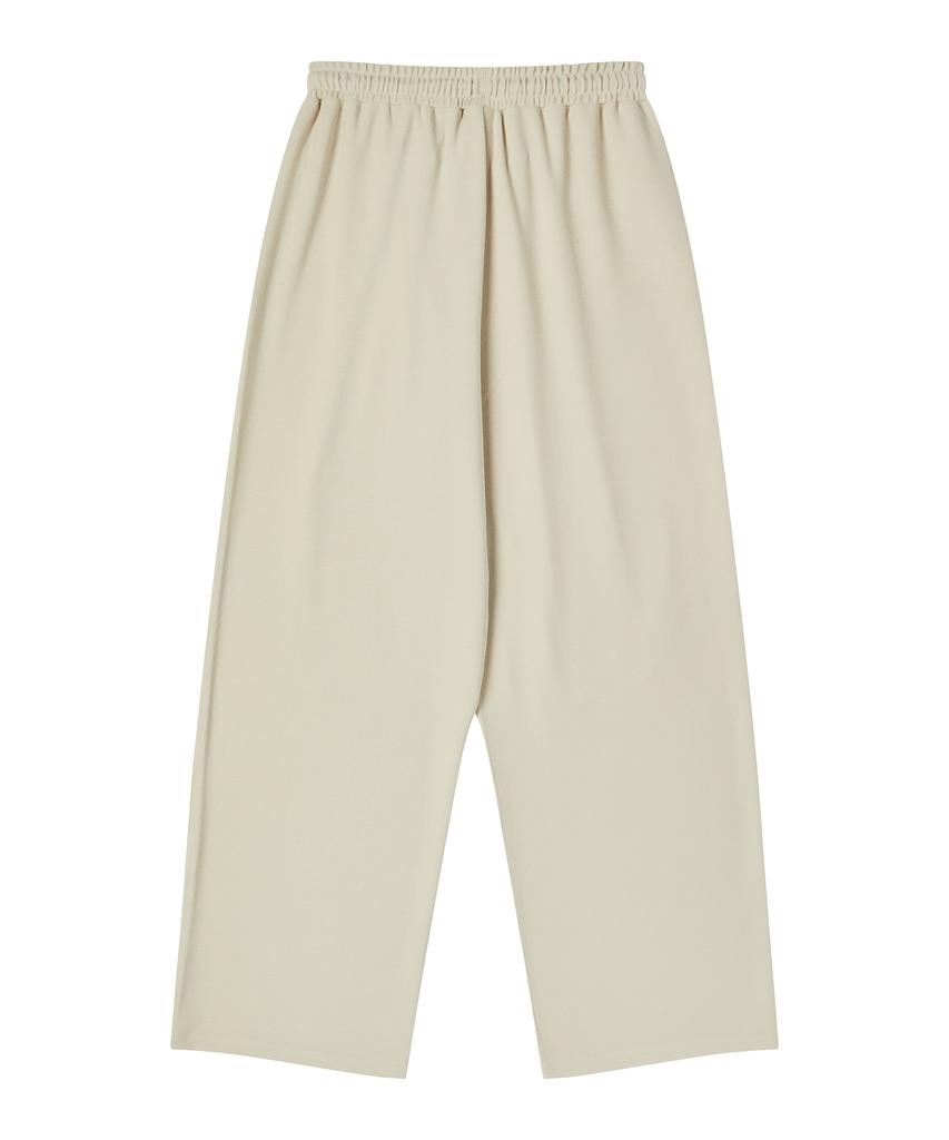DELICCENT Ribbed Double-Pleat Wide Pants [Ivory]