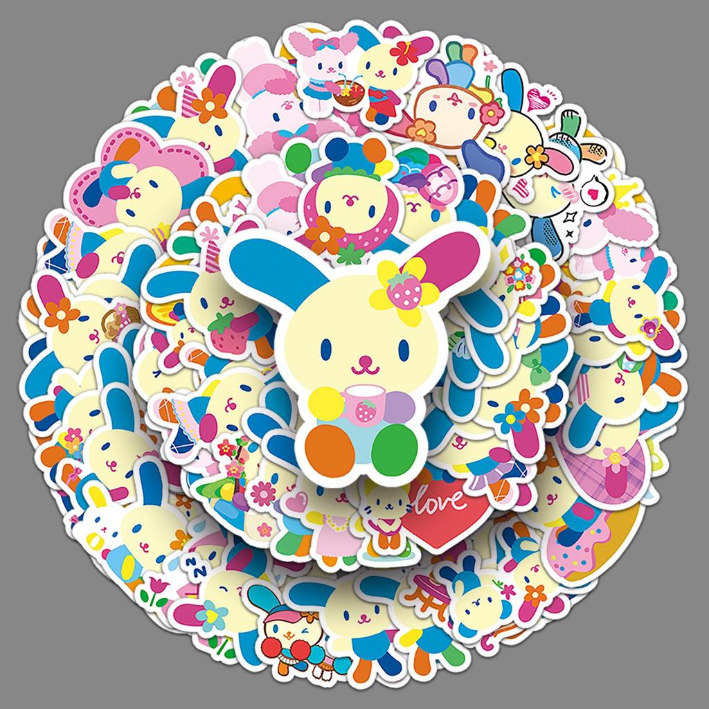 50 Cute Flower Little Rabbit Stickers - Usahana Sanrio Mobile Phone Adhesive Mochi Stickers