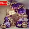 Retro Purple Metallic Gold and Balloon Arch Kit,132Pcs Latex Balloon Party Decoration,Wedding Backdrop,Birthday,Graduation