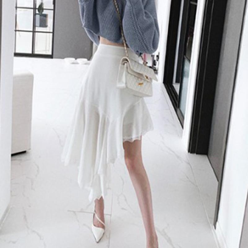 

Летняя мода кружева нерегулярные элегантные длинные юбки женские с высокой талией однотонные оборки А-силуэта женская юбка винтажная облегающая повседневная женская юбка 26008 One Size белый