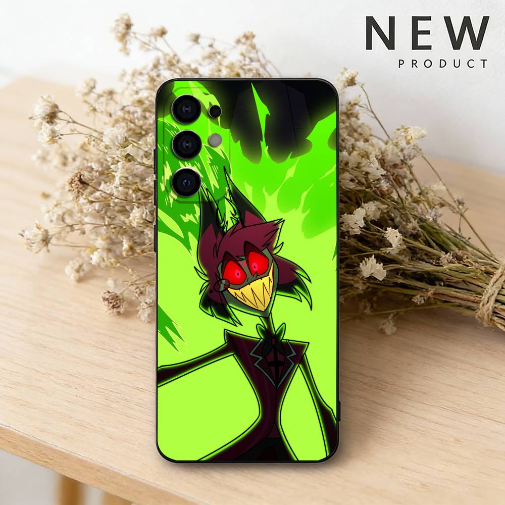 H-Hazbin Hotel Phone Case For Samsung S26,25,24,23,22,21,20,30,Ultra,Plus,Fe,Lite Black Shell Samsung S26ULTRA