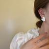 White Color Heart Stud Earrings for Women Girl Korean Love Drop Glaze Aesthetic Daily Life Minimalist Jewelry Piercing Earrings