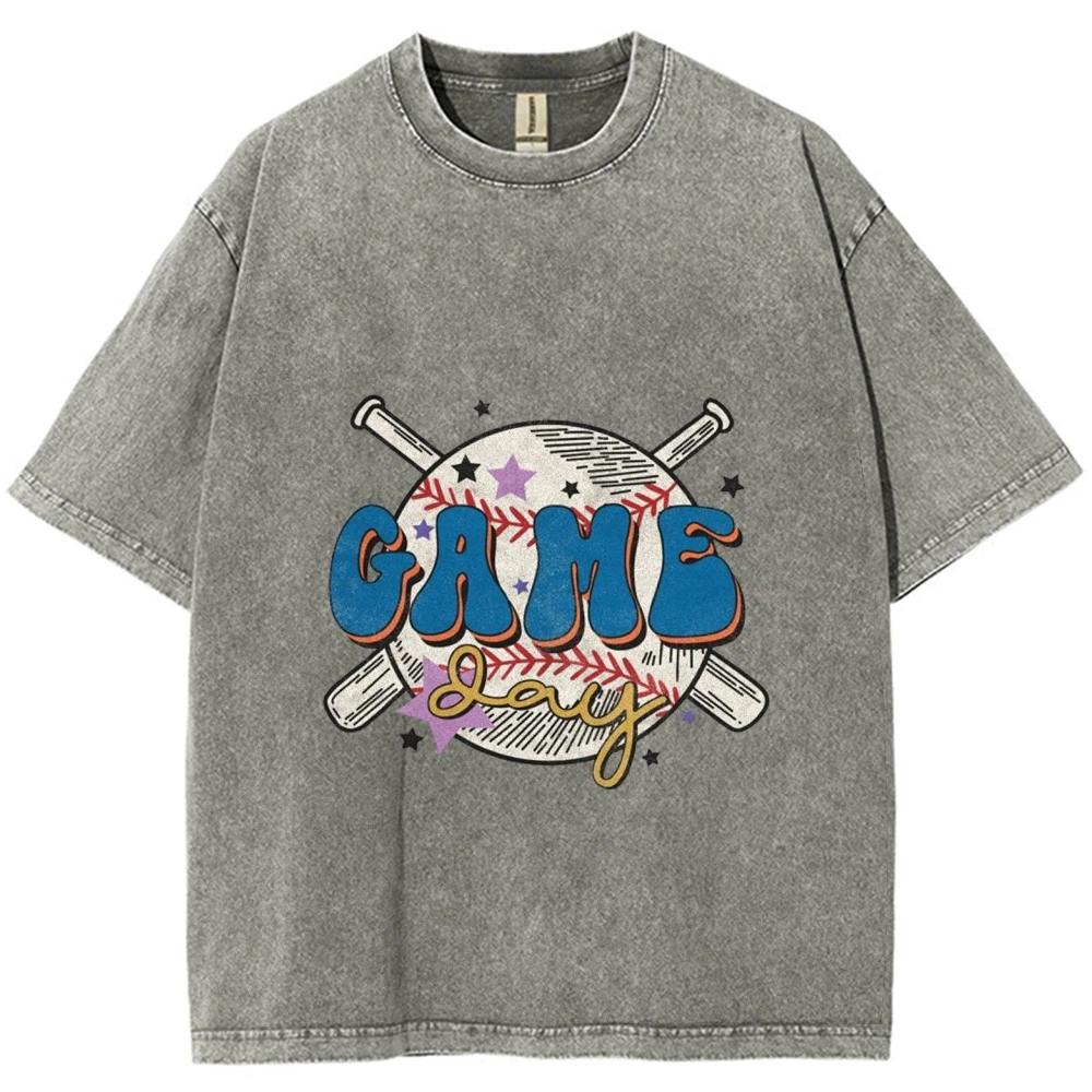 Washed Stylish Tee Y2K Style Short Sleeved American Graphic Trend T Shirt For Women and Men Overseas Cotton