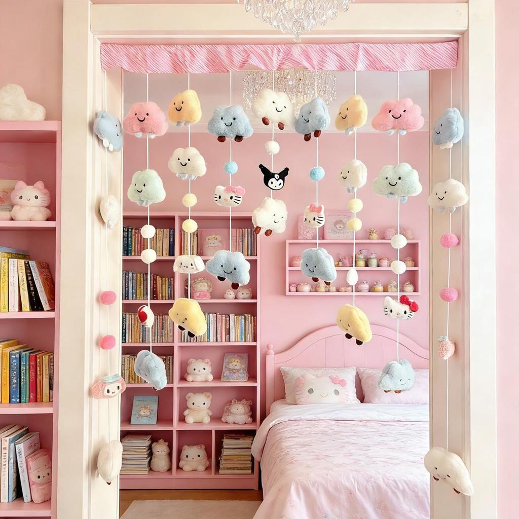Colorful Cloud Ball Curtain for Bedrooms, Tea Rooms & Bathrooms - Warm, Decorative Entryway Curtain