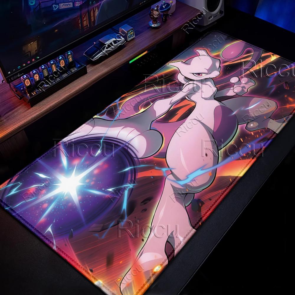 Pokemon Mewtwo Cool DeskMat PC Large MousePad Desk Accessories Gaming Keyboard Mouse Pad Stitch Edge Rubber Base Extended Carpet