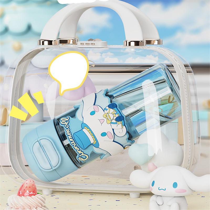X&W 630ml Tritan Water Bottle Cartoon Kuromi/My Melody Straw Water Cup Leak-proof Double-drinking Mug with Cup Sleeve Kid's Gift
