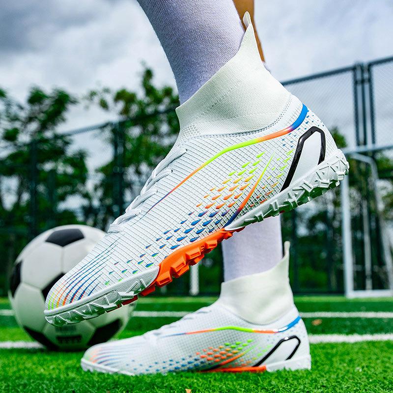 New football shoes men's and women's AG spikes gold competition student training shoes artificial turf TF broken nails