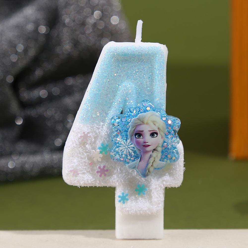 Snowflake Princess Handmade Birthday Candle Numbers 0-9 for Cake Decoration