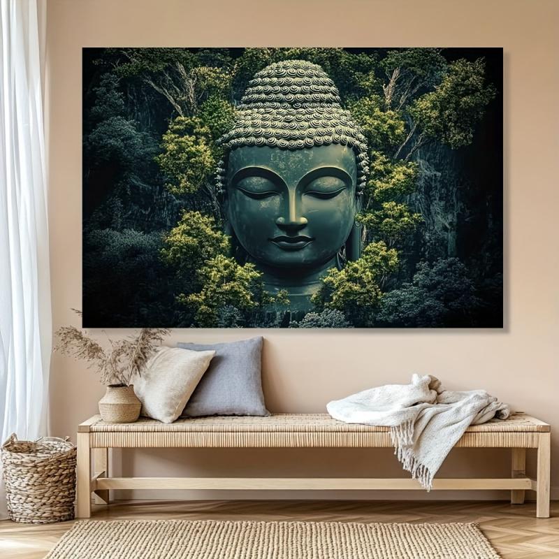 VIKAMA Forest Zen Buddha Head Tapestry Secret Realm Ancient Tree Living Room Background Wall Room Decoration