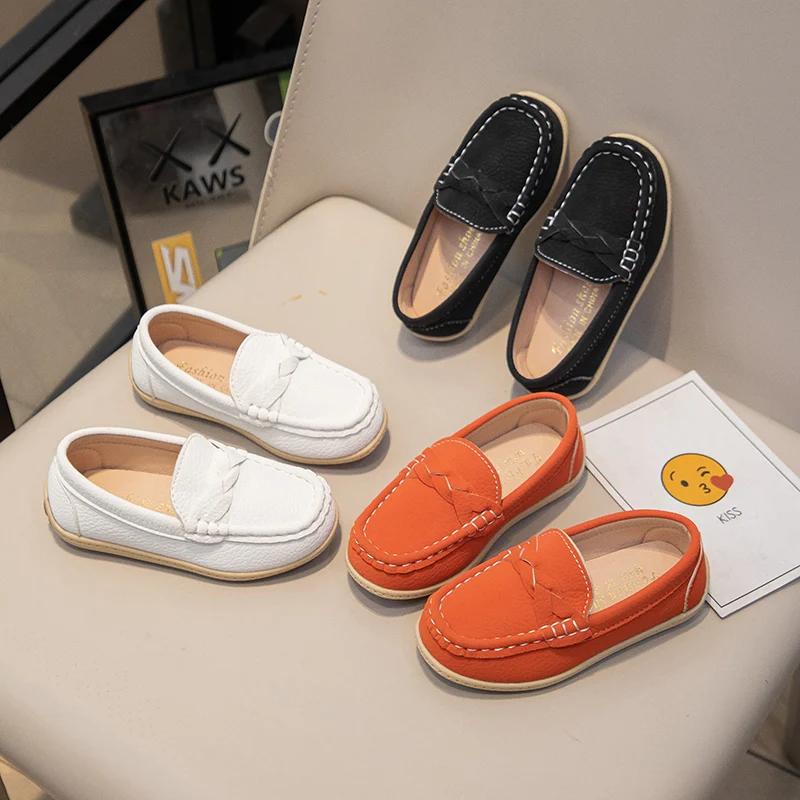 Spring Autumn Girls Causal Uniform School Shoes New Versatile Kids Simple Boys Leather Shoes Fashion Children's Flat Loafers