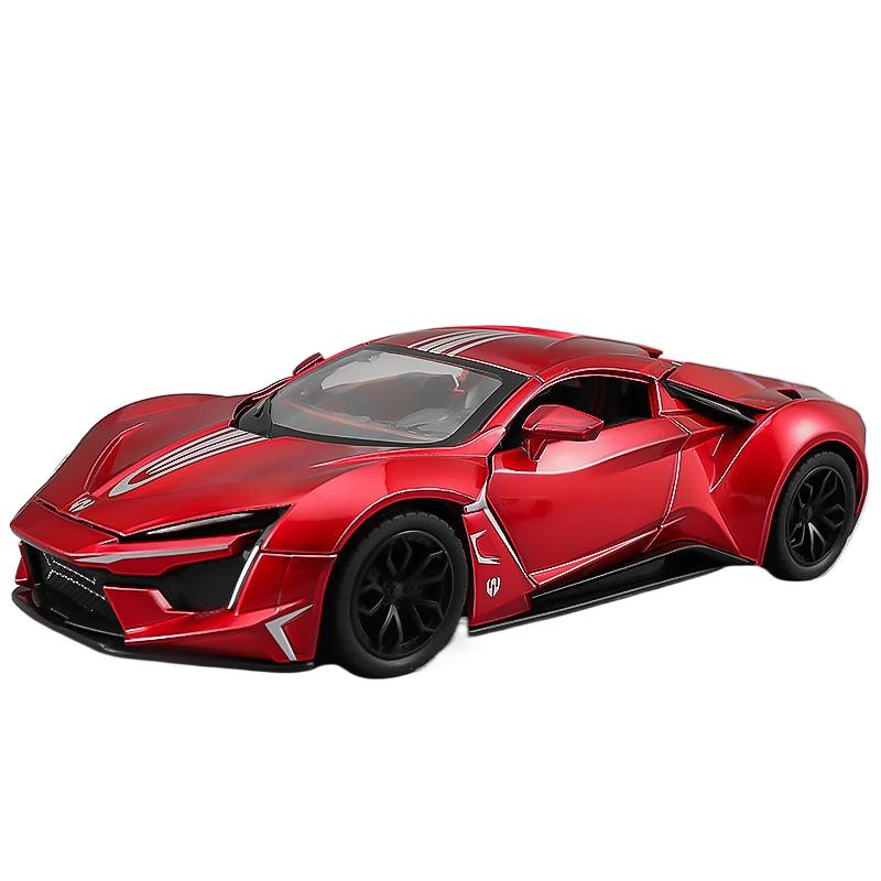 Modellino Auto Sportiva in Lega Lykan Hypersport Scala 1/24 Metallo Pressofuso Veicolo da Corsa Modellino Auto Suono e Luci Simulate Giocattolo per Bambini Regalo