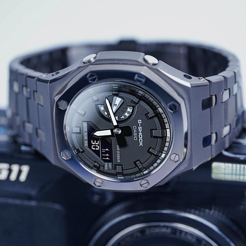 Casio Herren Flüssigkristall/Analog Dual-Display Serie Schwarze Uhr GA-2100-7A-