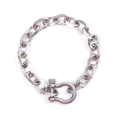 Jbans Classic 12Mm Bold Surgical Steel U-Buckle Chain Bracelet (C2101-Ac715_Sv)
