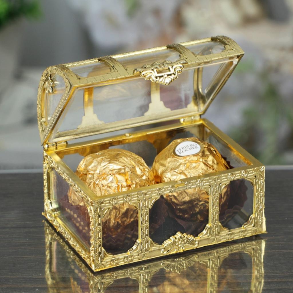 1 pièce Boîte à bonbons dorée ajourée style européen, Boîte d'invités de mariage créative, Argent
