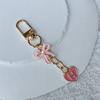 Creative Letters Metal Pink Bow Keychain Fashion A-Z 26 Letters Keyring Charms Mobile Phone Key Holders Bag Accessories Gift