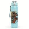 1PC Dark fantasy band figure print 750ml colorful plastic sports water bottle leakproof pop up lid with straw for outdoor work home use
