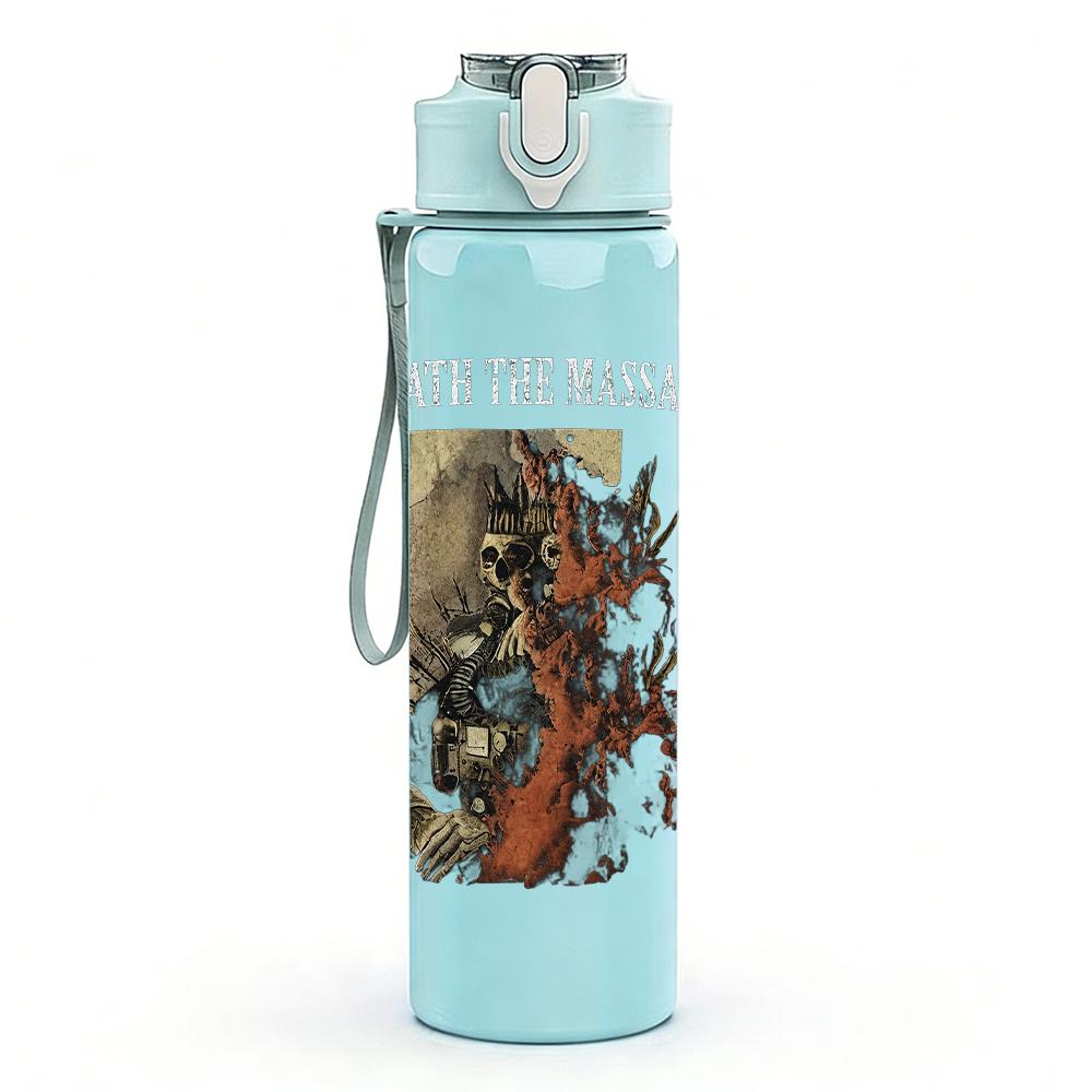1PC Dark fantasy band figure print 750ml colorful plastic sports water bottle leakproof pop up lid with straw for outdoor work home use