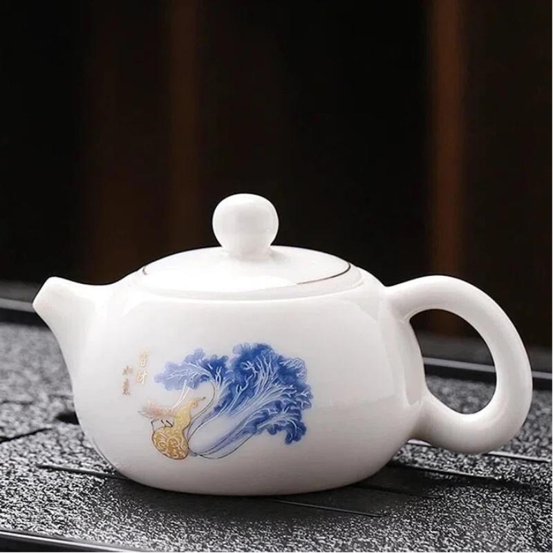 160ML Elegant Jade-White Ceramic Xishi Teapot – Classic Chinese Teaware for Home Brewing & Daily Tea Rituals