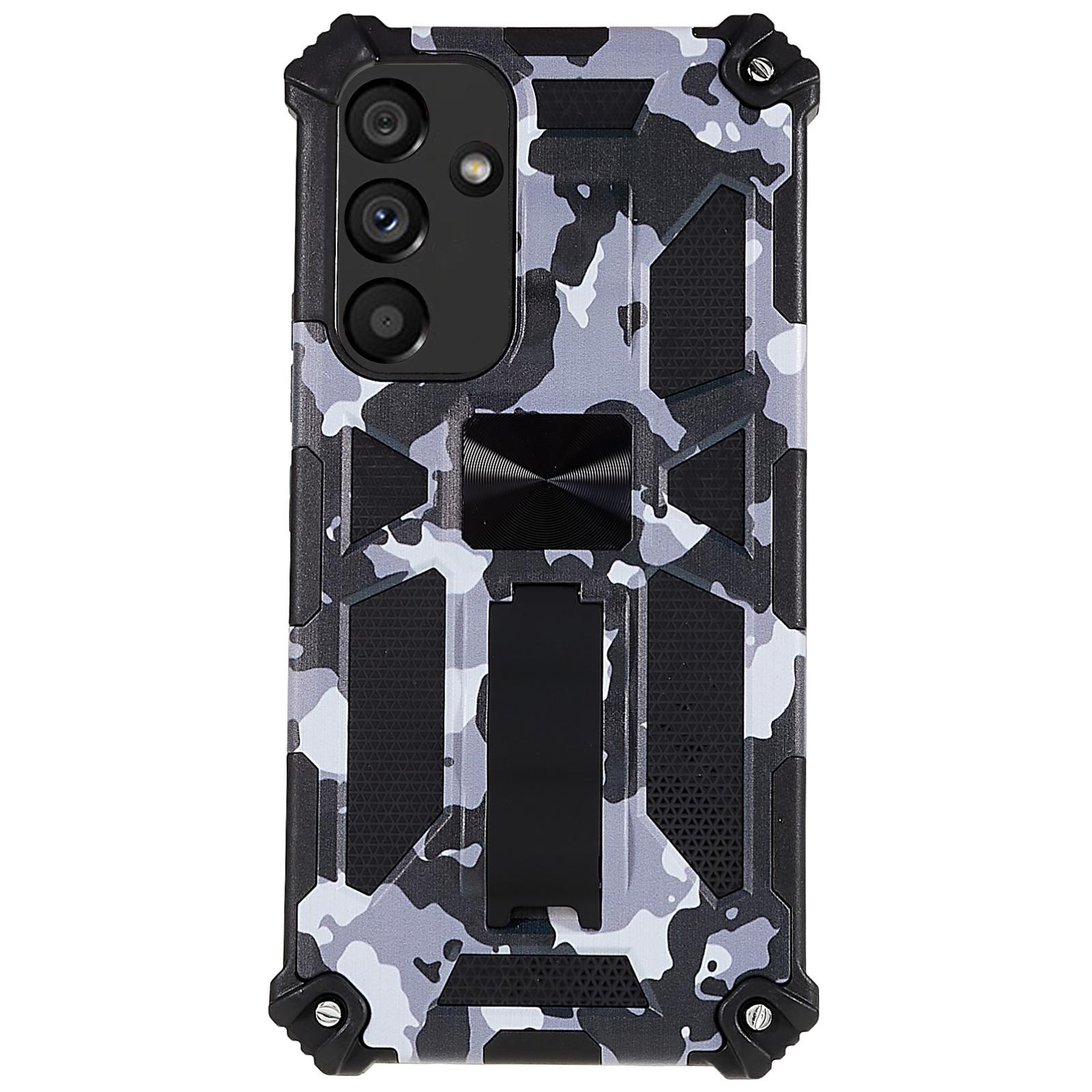 

For Samsung Galaxy A54 5G Soft TPU Hard PC Hybrid Double Protection Phone Case Camouflage Pattern Design Kickstand Cover Camouflage Black