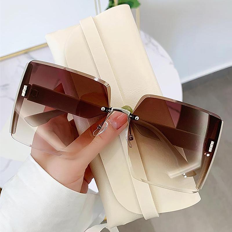 Vintage Square Frame Sunglasses For Women Classic Retro Gradient Mirror Frameless Sun Glasses Female Rimless Eyewear