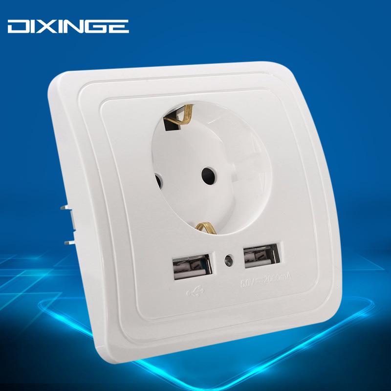 European Style German Standard 16A Wall Socket with Dual USB