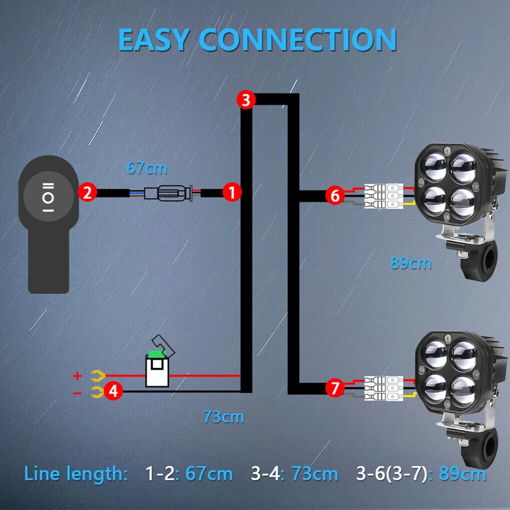 3 Lens Motorcycle LED Spotlight Dual Color Hi/Low Beam Fog Lamps for Car Trucks SUV UTV 12V 24V Lens led Headlight Driving Light