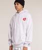 Human Highlight Small Heart Hoodie Light Gray Red