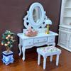 1:12 Dollhouse Miniature Furniture Table Dressing Table With Mirror Dollhouse Bedroom Desk Stool Model Pretend Play Toys Gifts