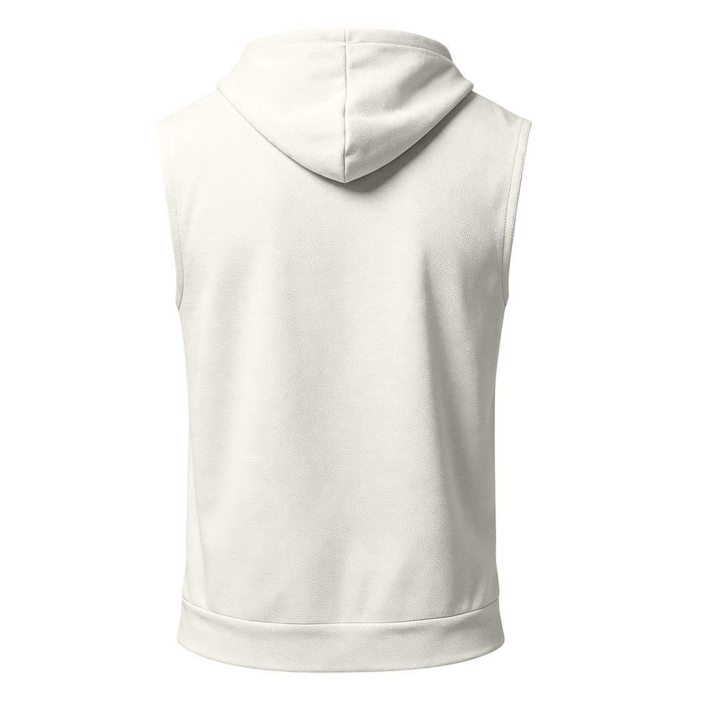 Men's Sleeveless Hoodie Casual Sportswear Muscle Fit Wide Shoulder Drawstring Hooded Pocket Tank Top