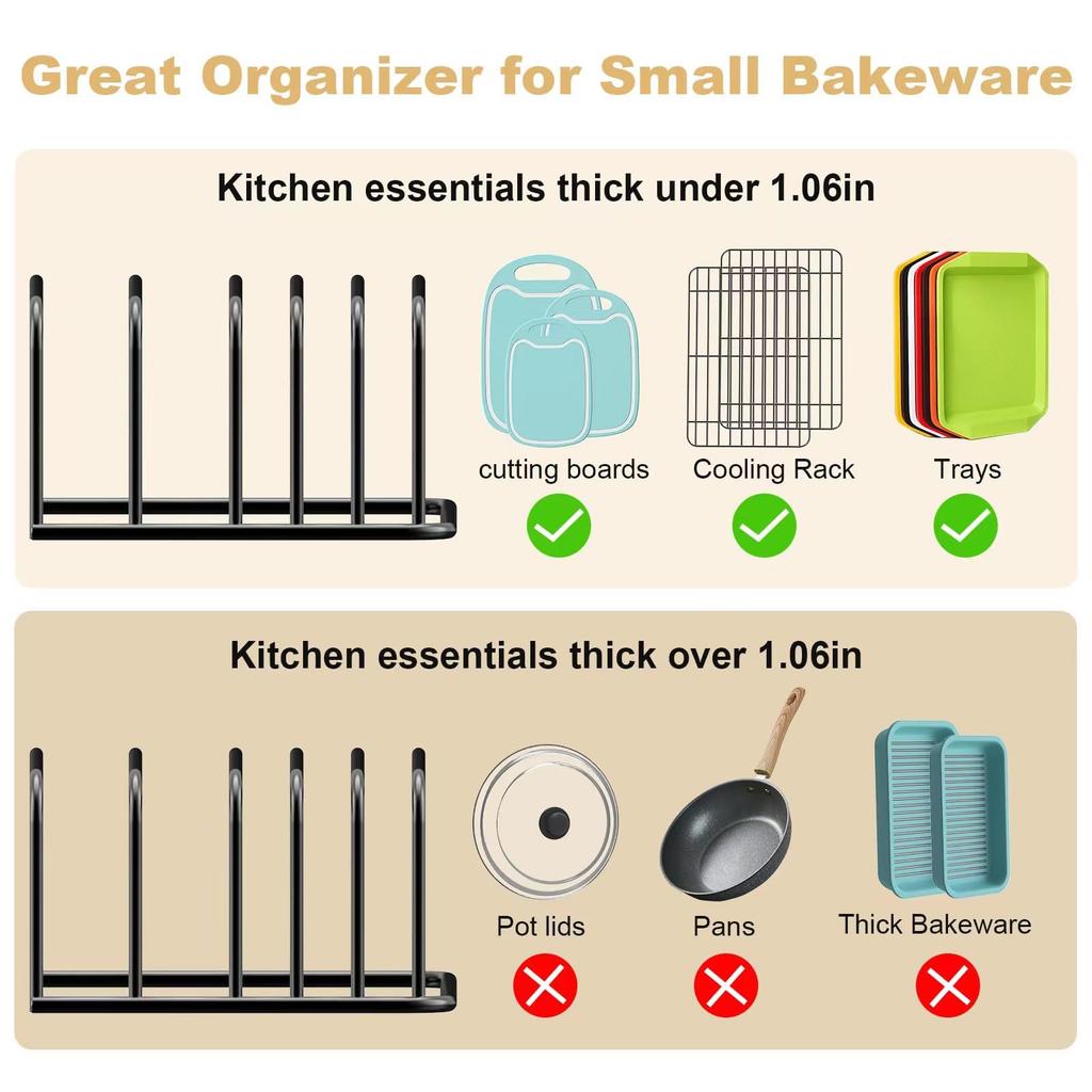 2Pcs Cutting Board Organizer Holder 5-Slot Kitchen Iron Stand Chopping Board Pots Lid Baking Sheet Cookware Storage Rack