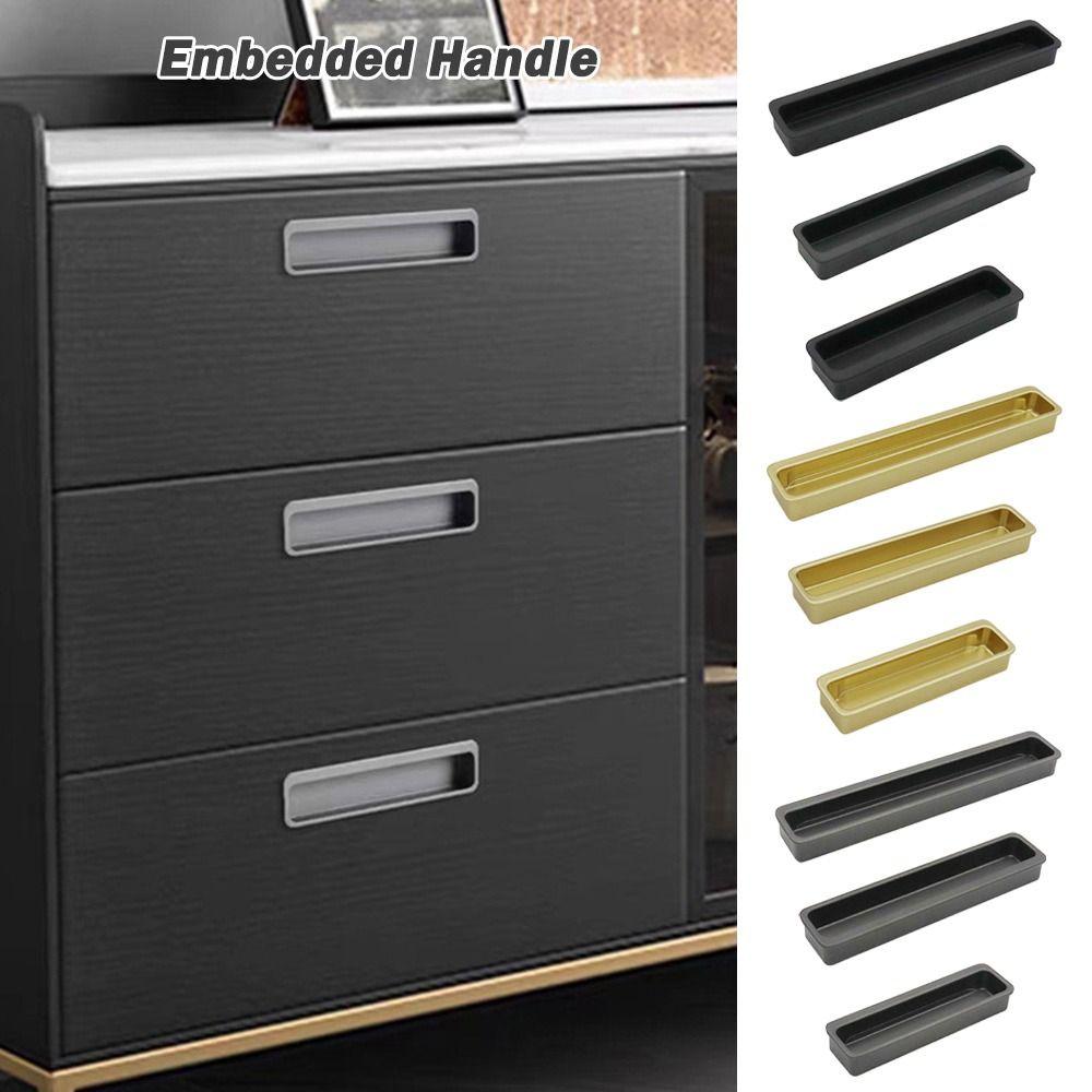 Aluminiumlegierung Eingebauter Schranktürgriff Multifunktional Gold Schwarz Grau Eingelassener Griff Möbelbeschläge Einbau-Design