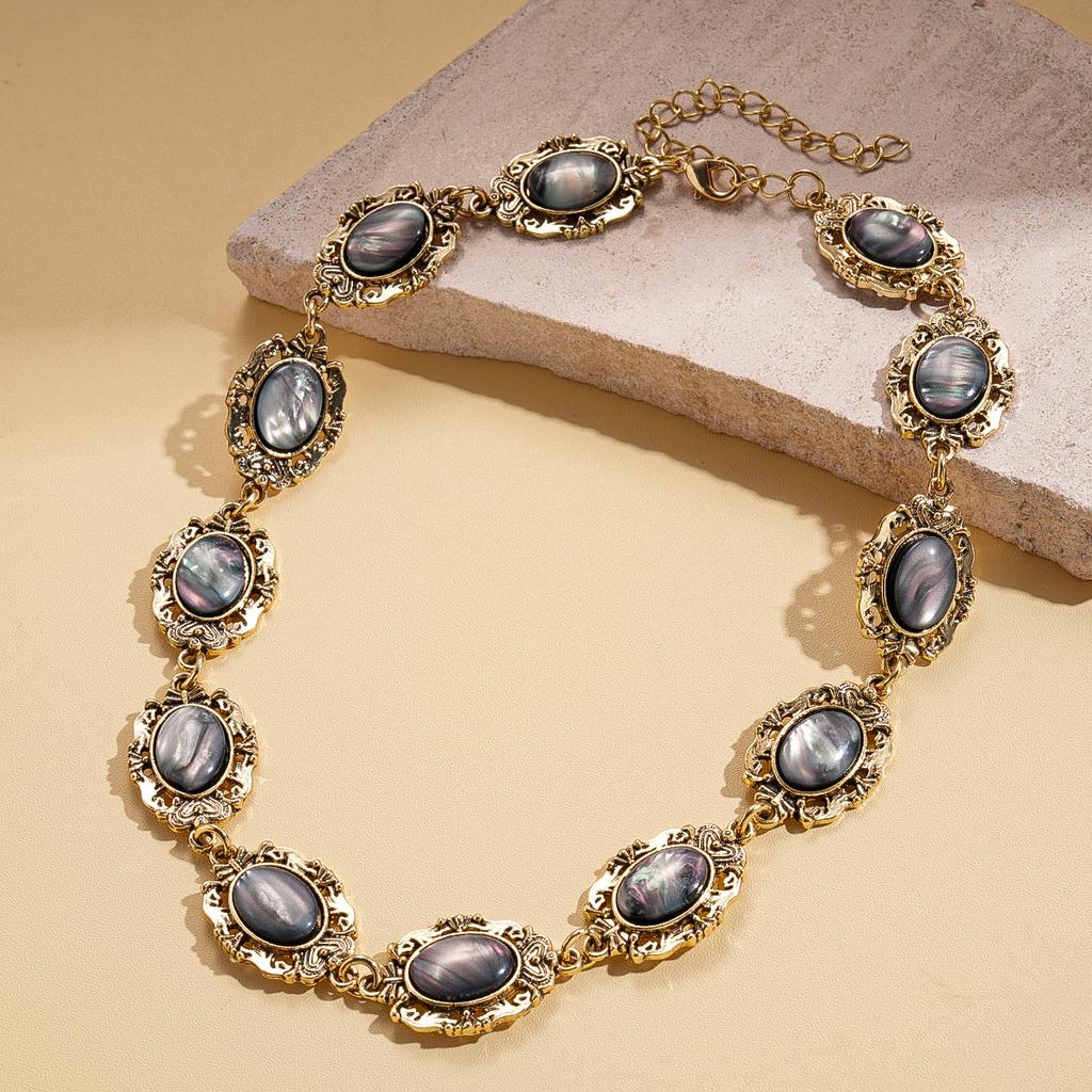 Acrylic Oval Diamond Ring Bracelet Earrings Necklace Accessories Women's Clavicle Chain Versatile Necklace